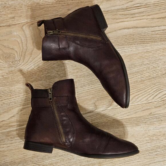 Born Boots Brown Leather Comfort Buckle Strap Side Zip Ankle Booties Womens 9M - Picture 6 of 10